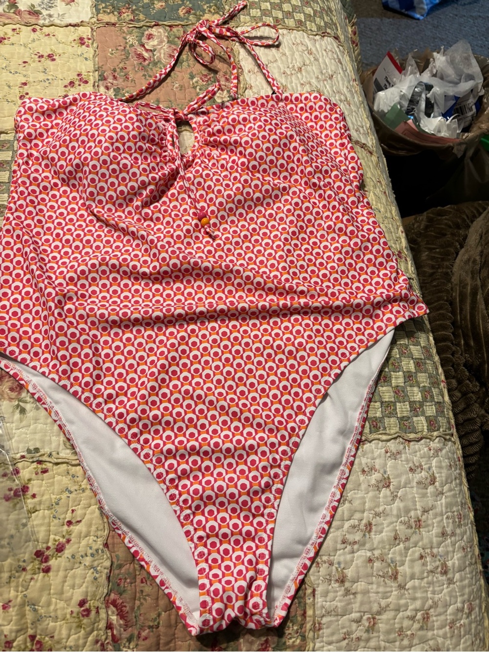 Women’s Pink Patterned One-Piece Swimsuit XXL